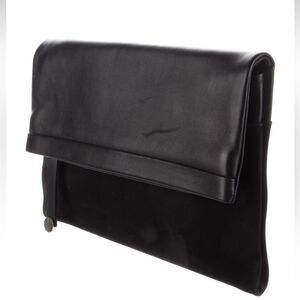 Tiffany & Co. Leather Serena Clutch - Black Suede and Leather